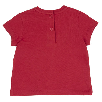 Girls Red Typography Printed T-shirt