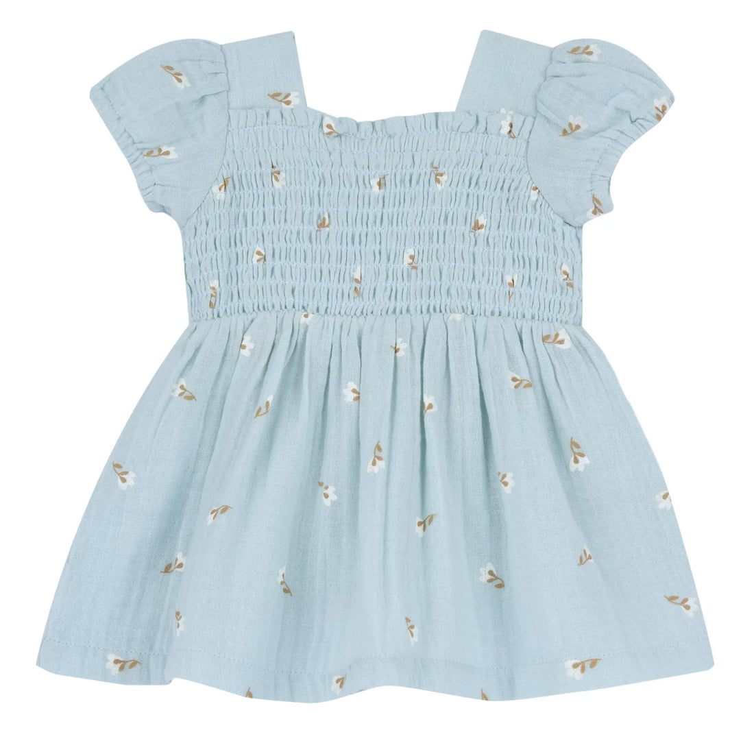 Girls Sea Green Floral Printed Dress