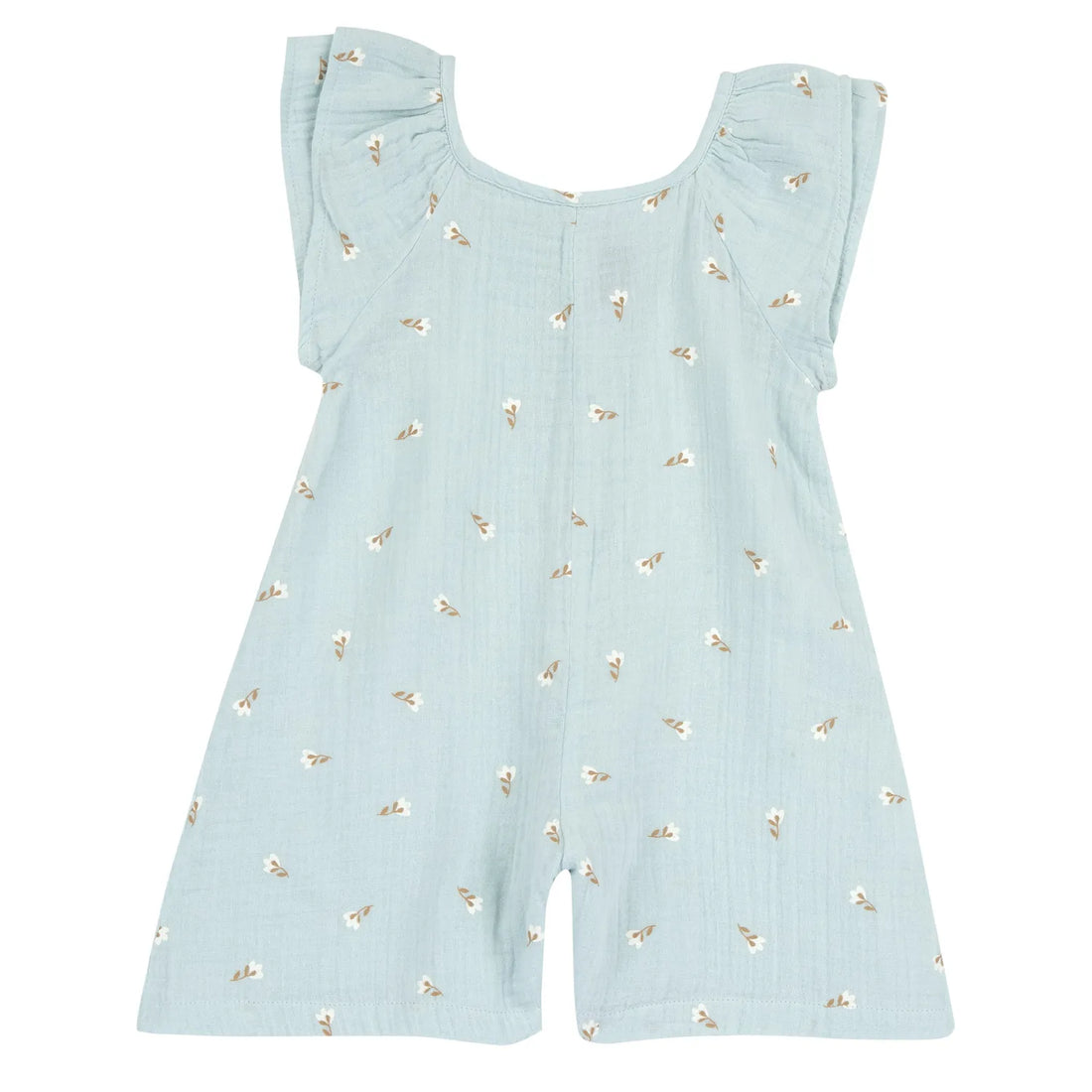 Girls Sea Green Floral Printed Short Dungaree