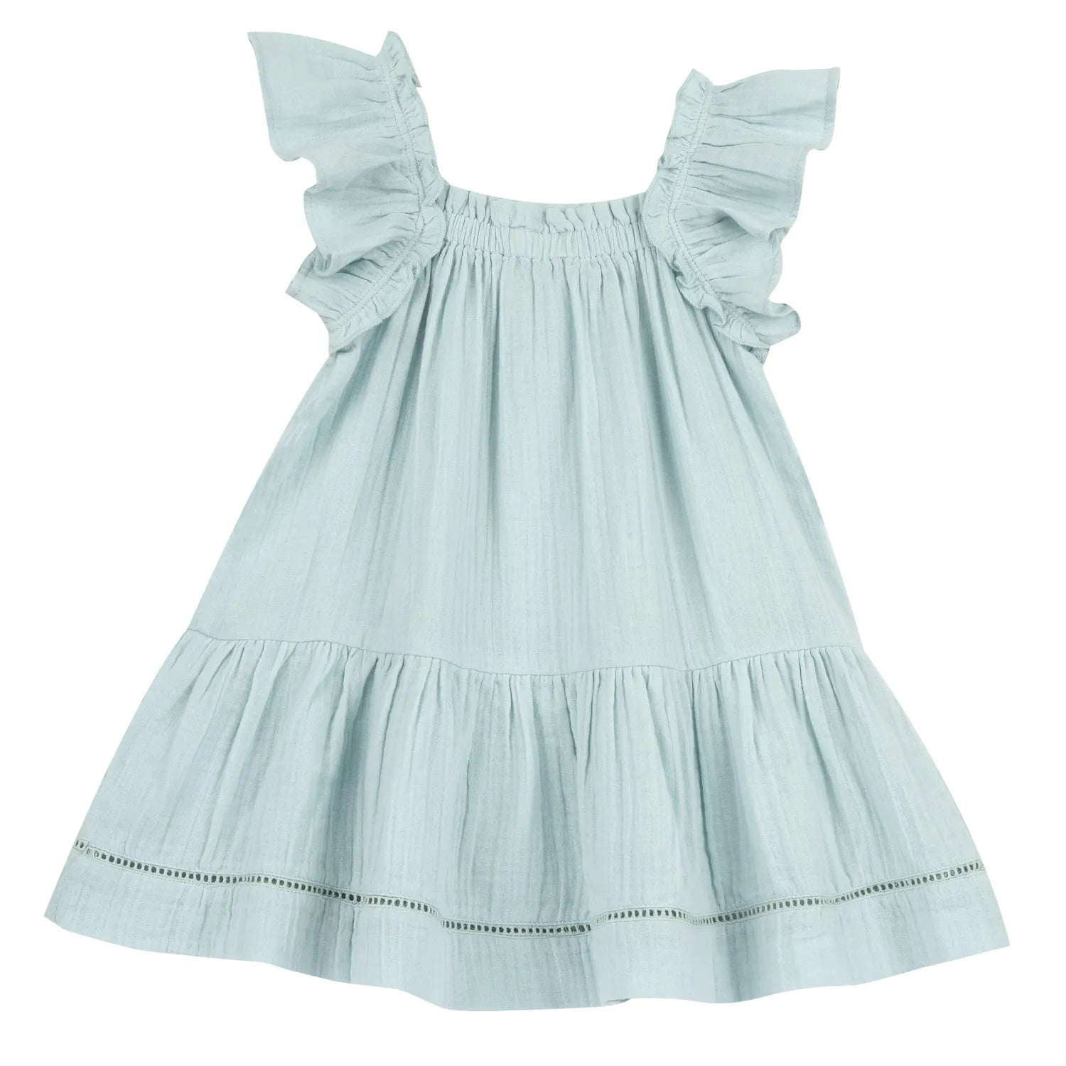 Girls Sea Green Self Design Dress