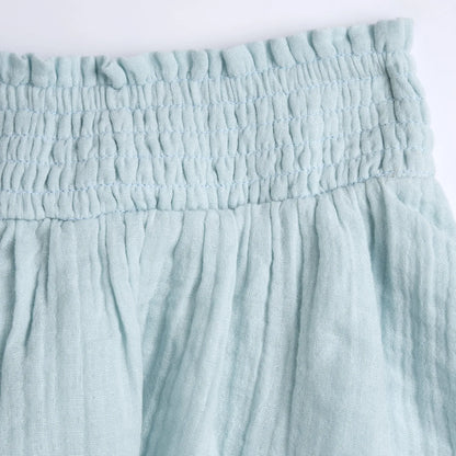 Girls Sea Green Self Design Shorts
