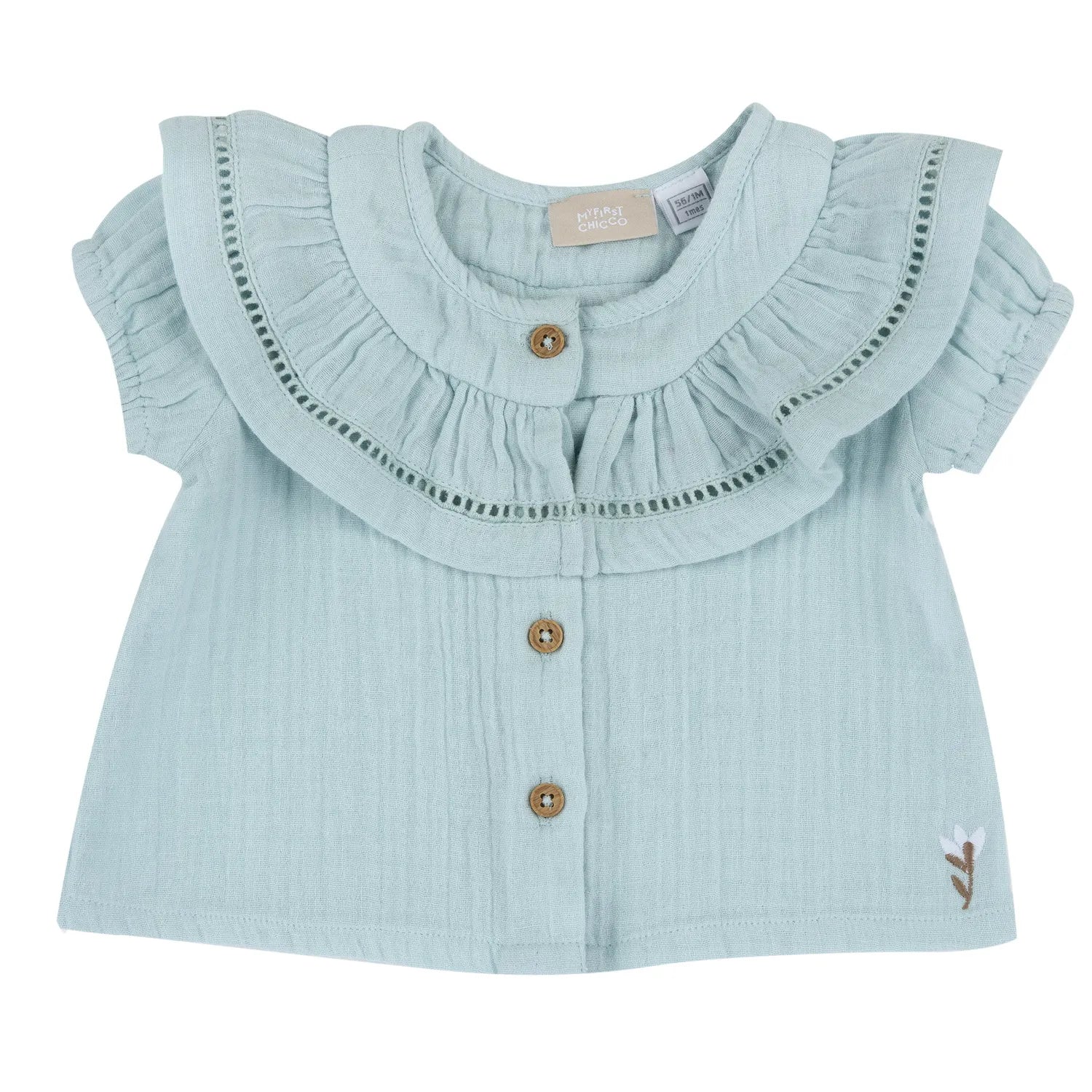 Girls Sea Green Self Design Top