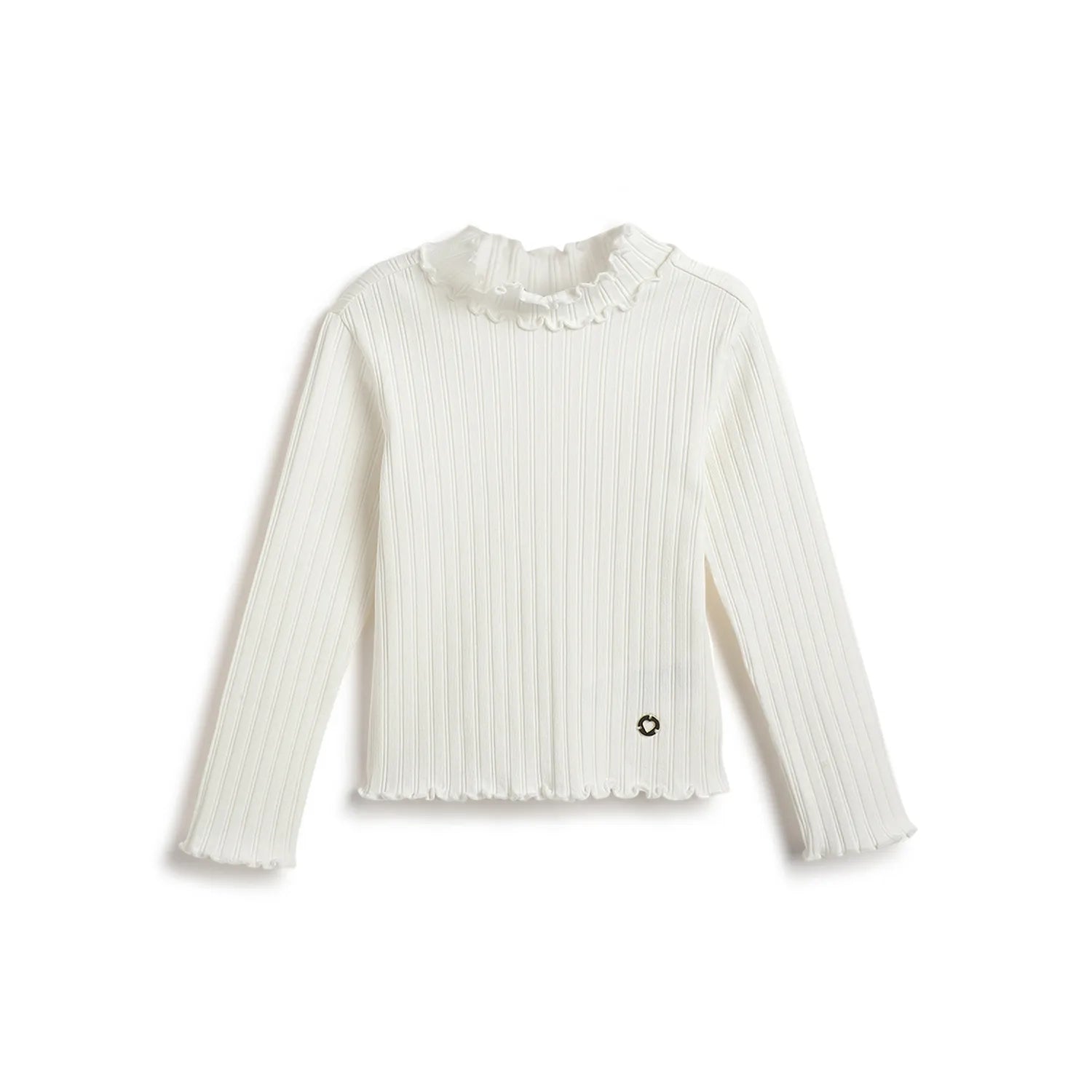 Girls Self Design High Neck T-shirt