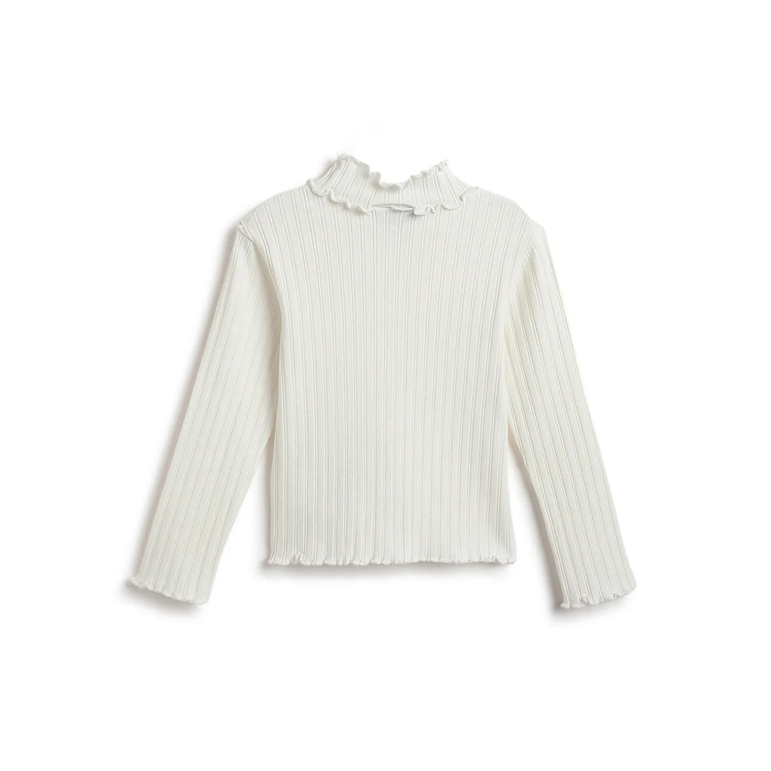 Girls Self Design High Neck T-shirt