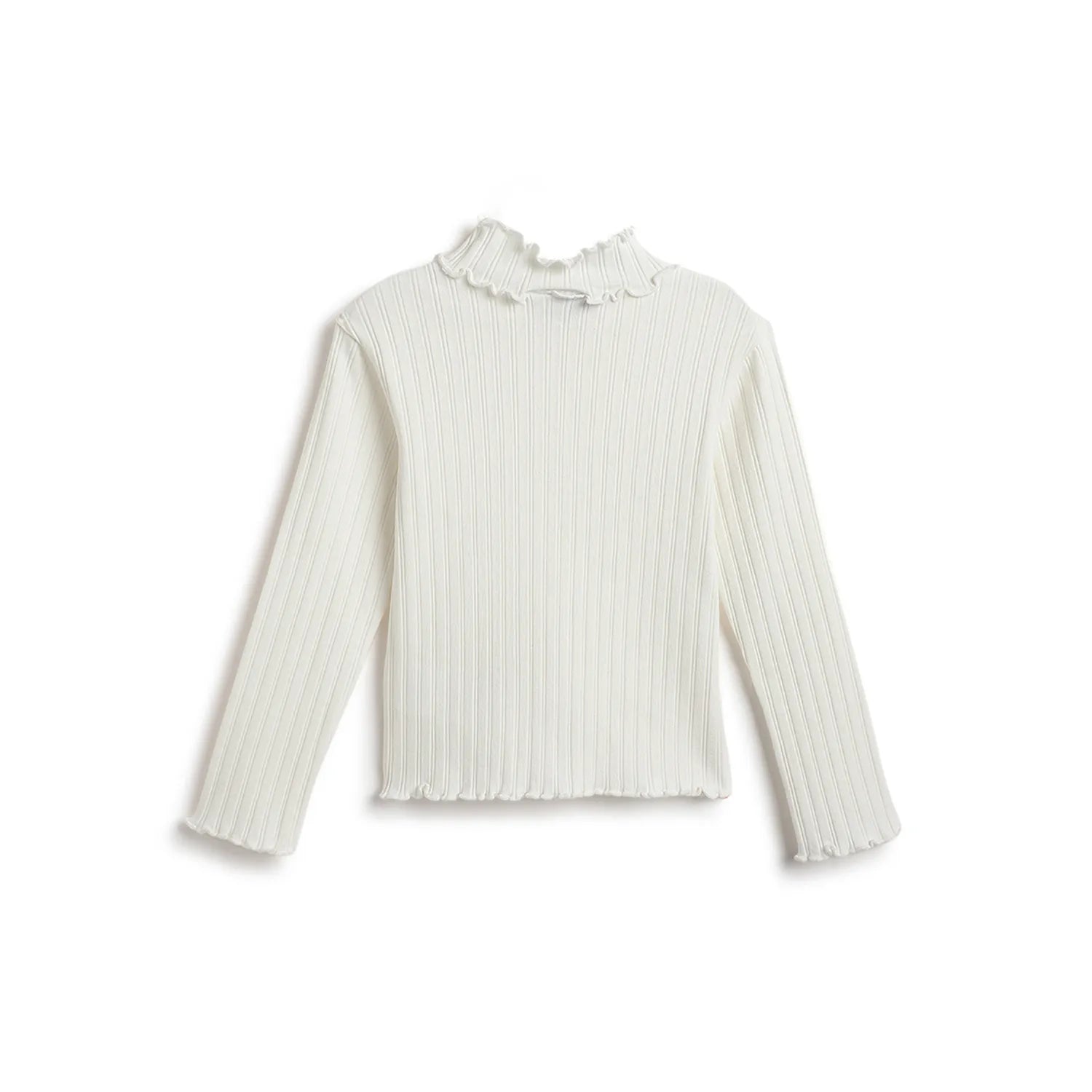 Girls Self Design High Neck T-shirt