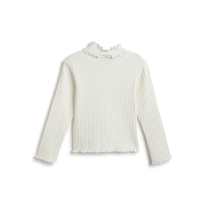 Girls Self Design High Neck T-shirt