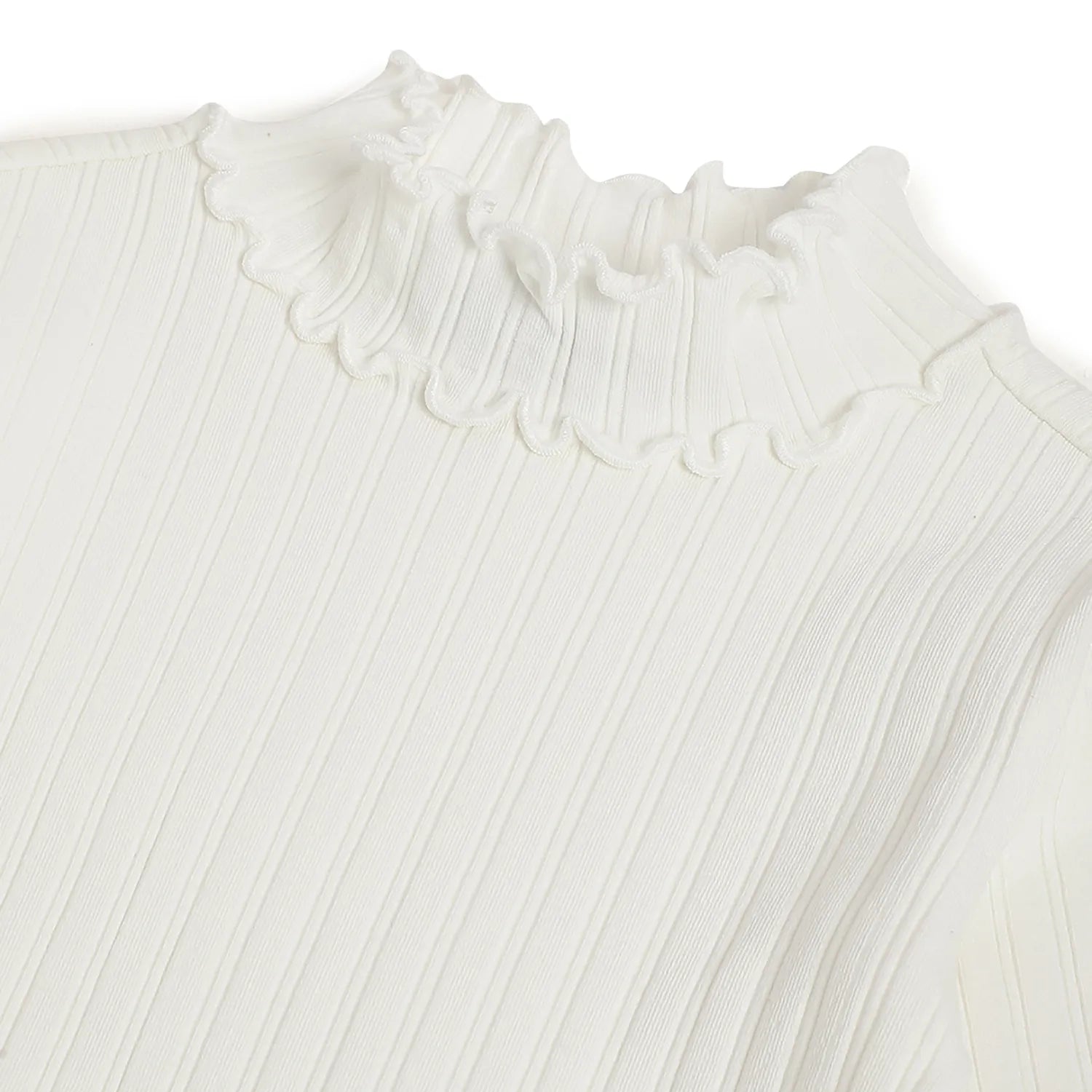 Girls Self Design High Neck T-shirt