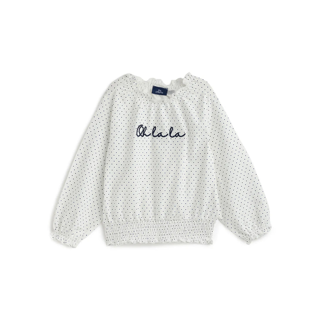 Girls White &amp; Blue Printed T-shirt