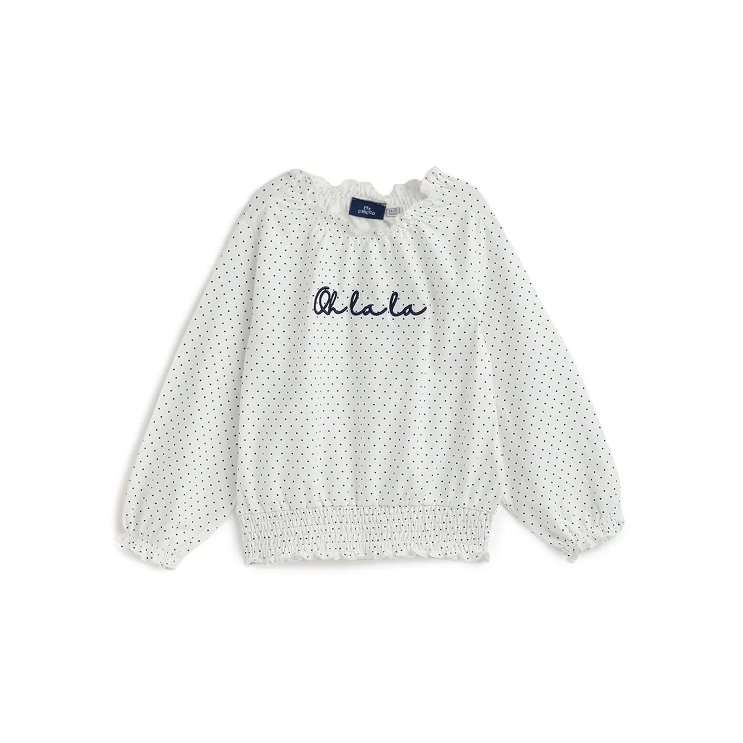 Girls White &amp; Blue Printed T-shirt