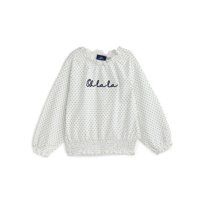 Girls White &amp; Blue Printed T-shirt