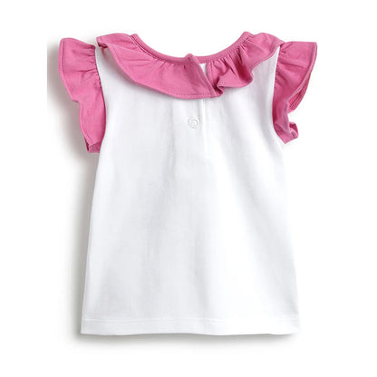 Girls White &amp; Pink Printed T-Shirt With Leggings