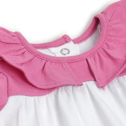 Girls White &amp; Pink Printed T-Shirt With Leggings