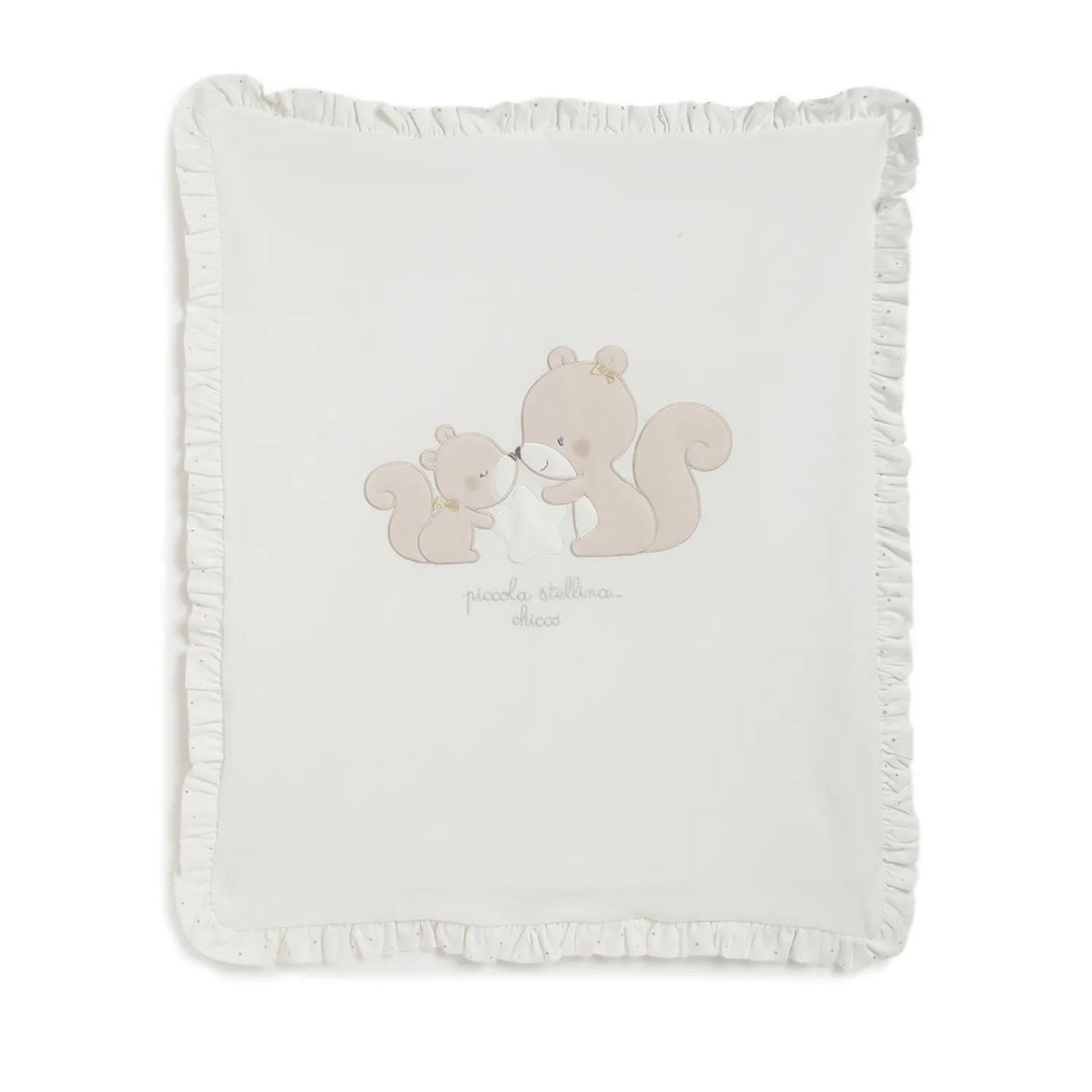 Girls White &amp; Beige Cartoon Characters Pram Blanket