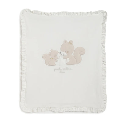 Girls White &amp; Beige Cartoon Characters Pram Blanket