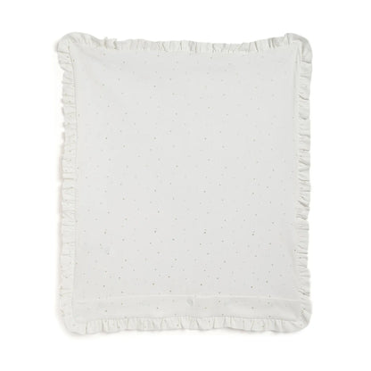 Girls White &amp; Beige Cartoon Characters Pram Blanket