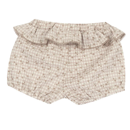 Girls White and Beige Embroidered T-Shirt with Shorts