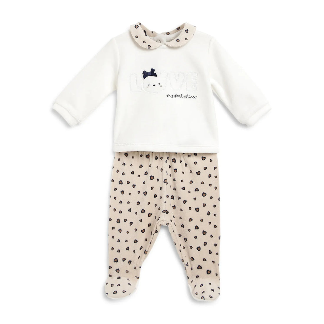 Girls White &amp; Beige Printed Sweatshirt With Legging