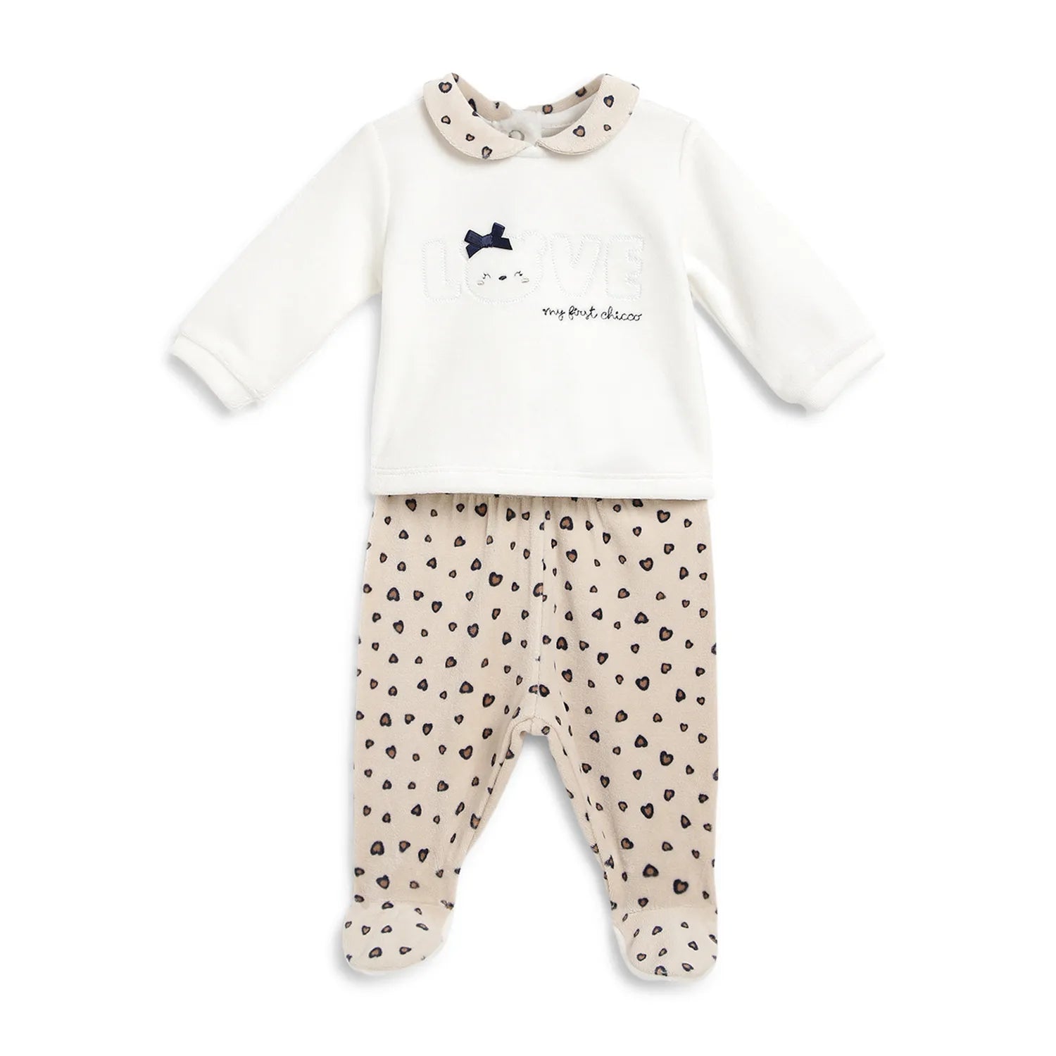 Girls White &amp; Beige Printed Sweatshirt With Legging