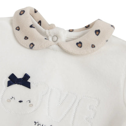 Girls White &amp; Beige Printed Sweatshirt With Legging