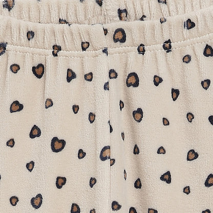 Girls White &amp; Beige Printed Sweatshirt With Legging