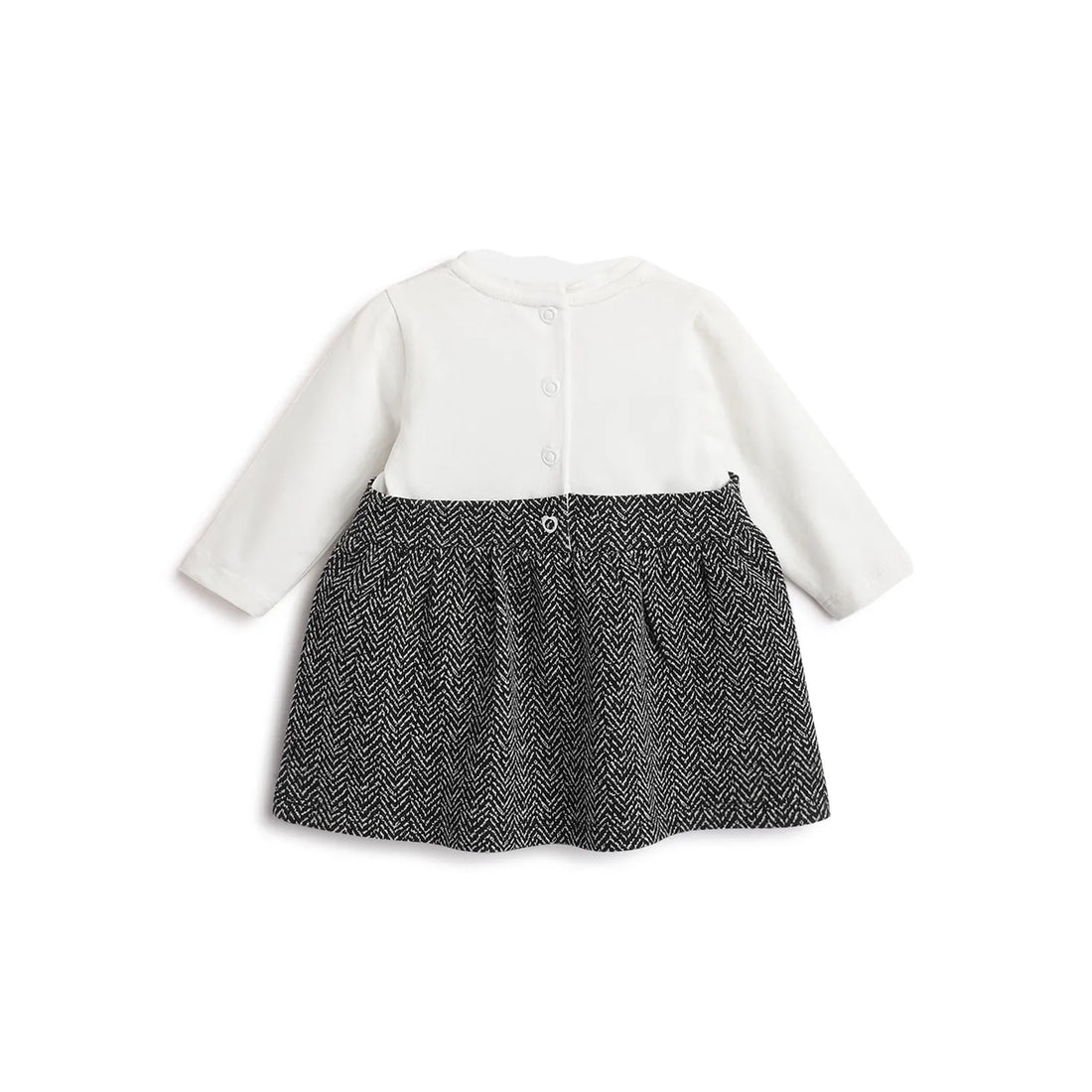 Girls White &amp; Black Chevron Dress