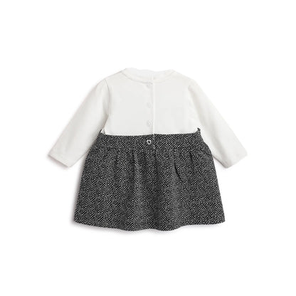 Girls White &amp; Black Chevron Dress