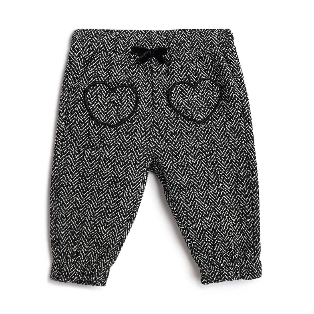 Girls White &amp; Black Chevron Joggers