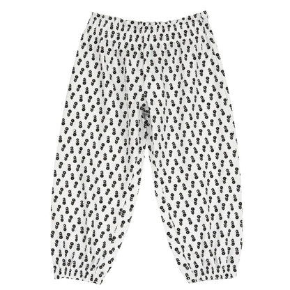 Girls White and Black Floral Printed Joggers