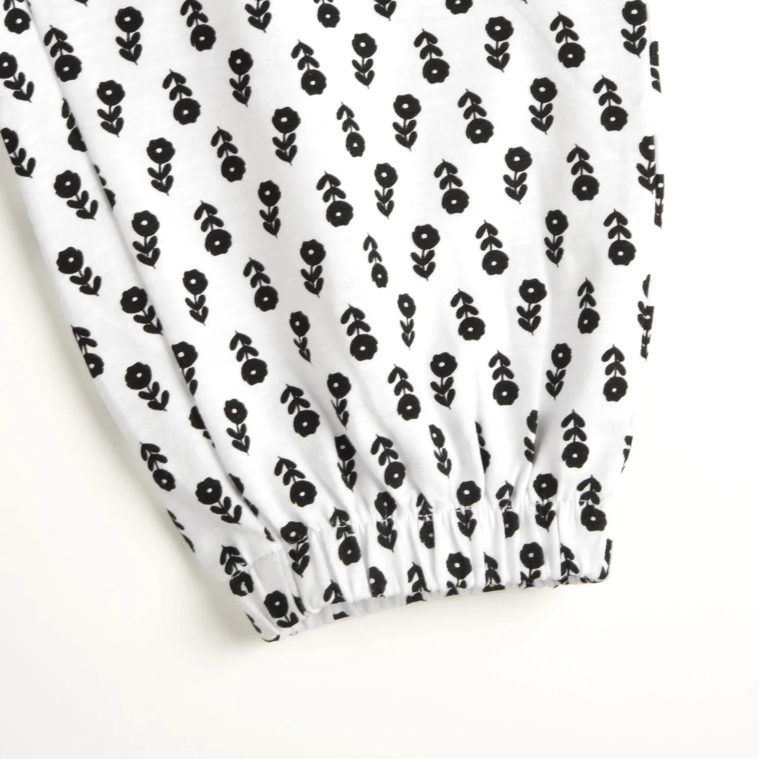 Girls White and Black Floral Printed Joggers