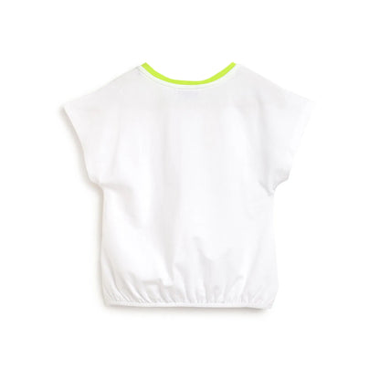 Girls White &amp; Black Printed Top with Shorts