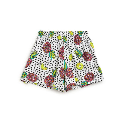 Girls White &amp; Black Printed Top with Shorts