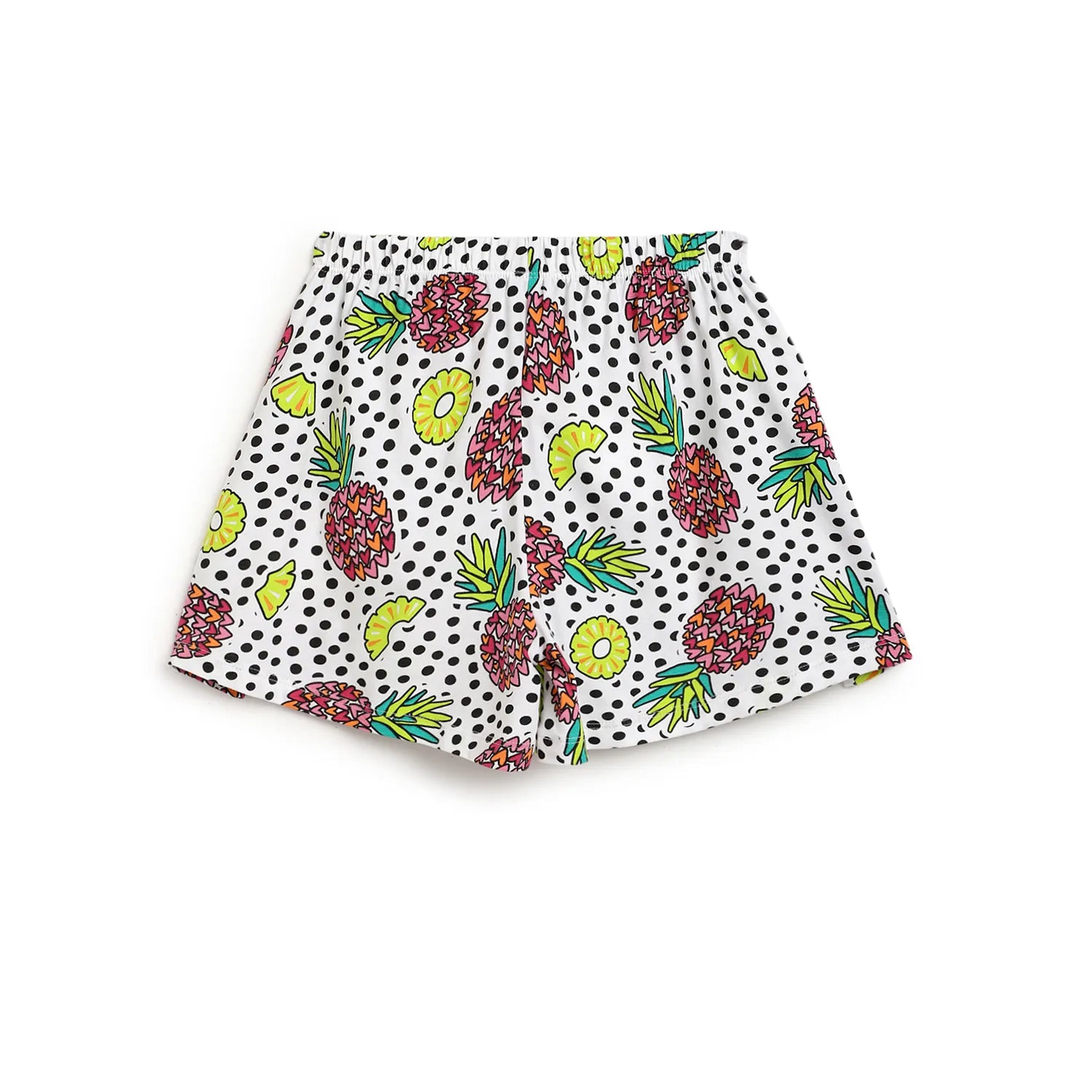 Girls White &amp; Black Printed Top with Shorts