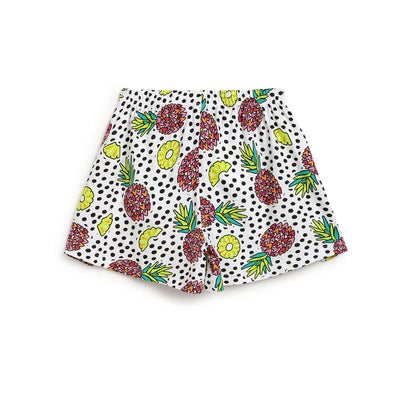 Girls White &amp; Black Printed Top with Shorts