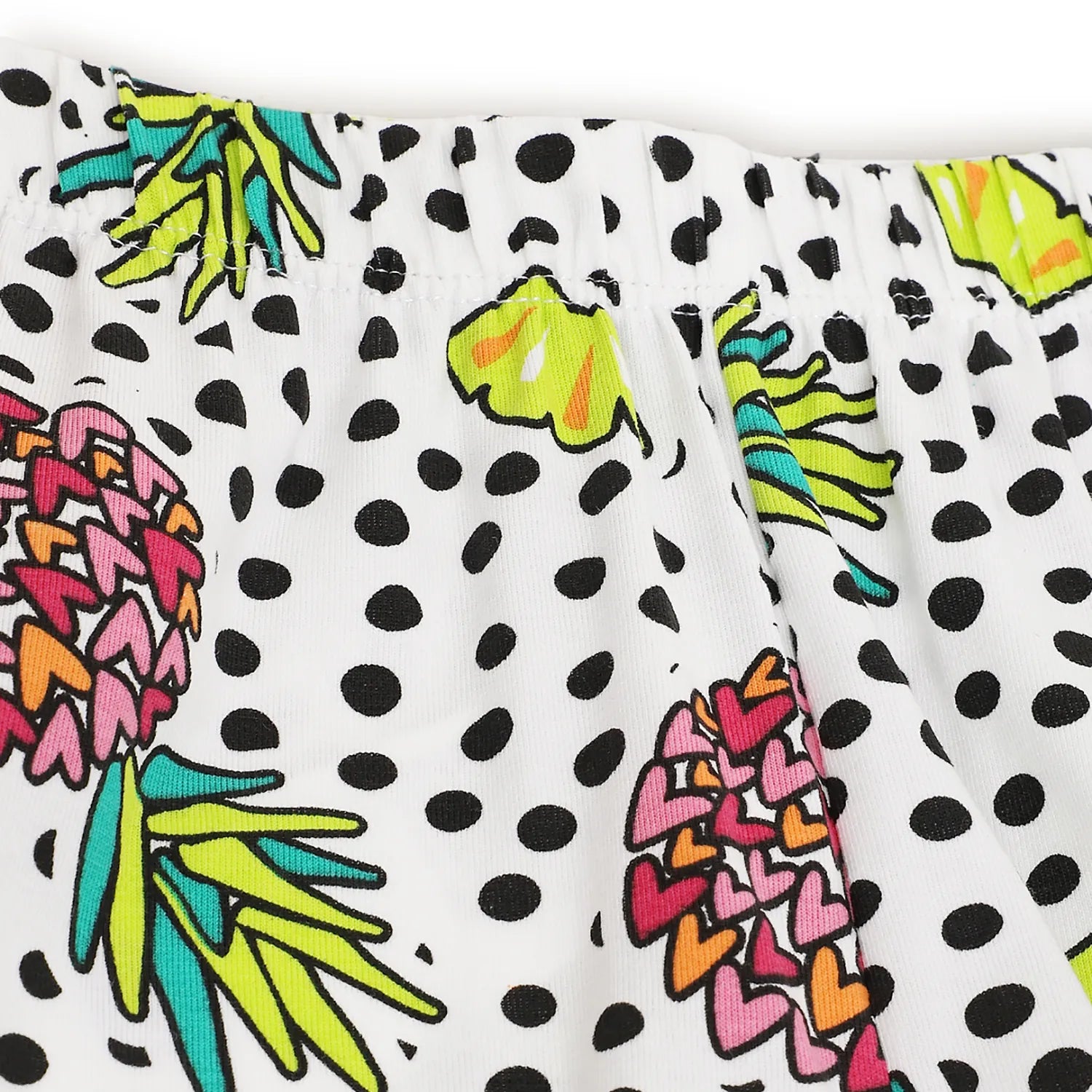 Girls White &amp; Black Printed Top with Shorts