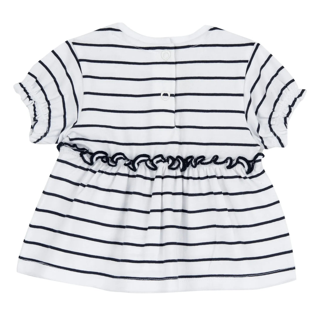 Girls White and Black Striped Top