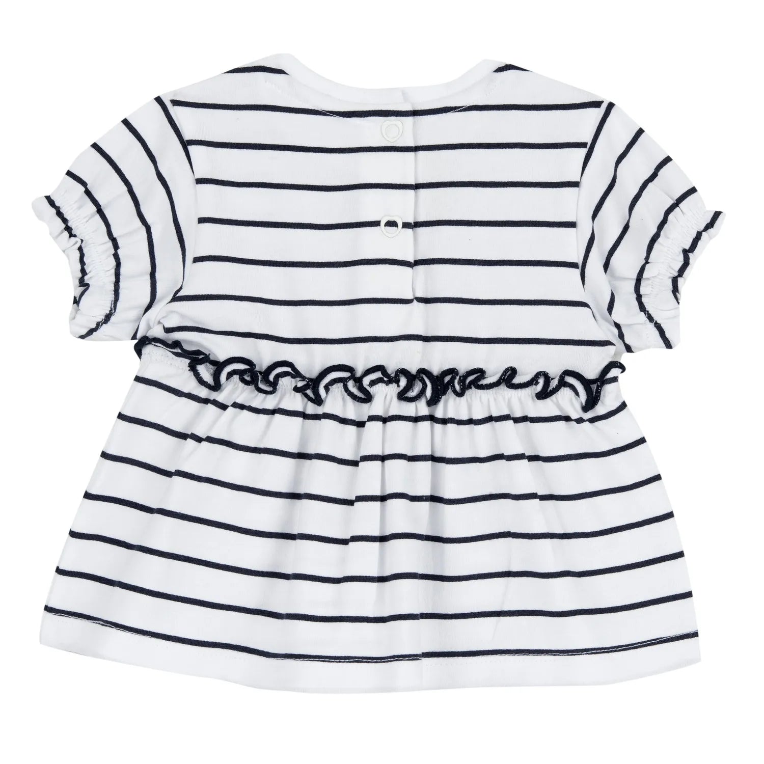 Girls White and Black Striped Top