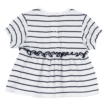 Girls White and Black Striped Top