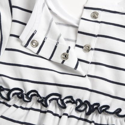 Girls White and Black Striped Top