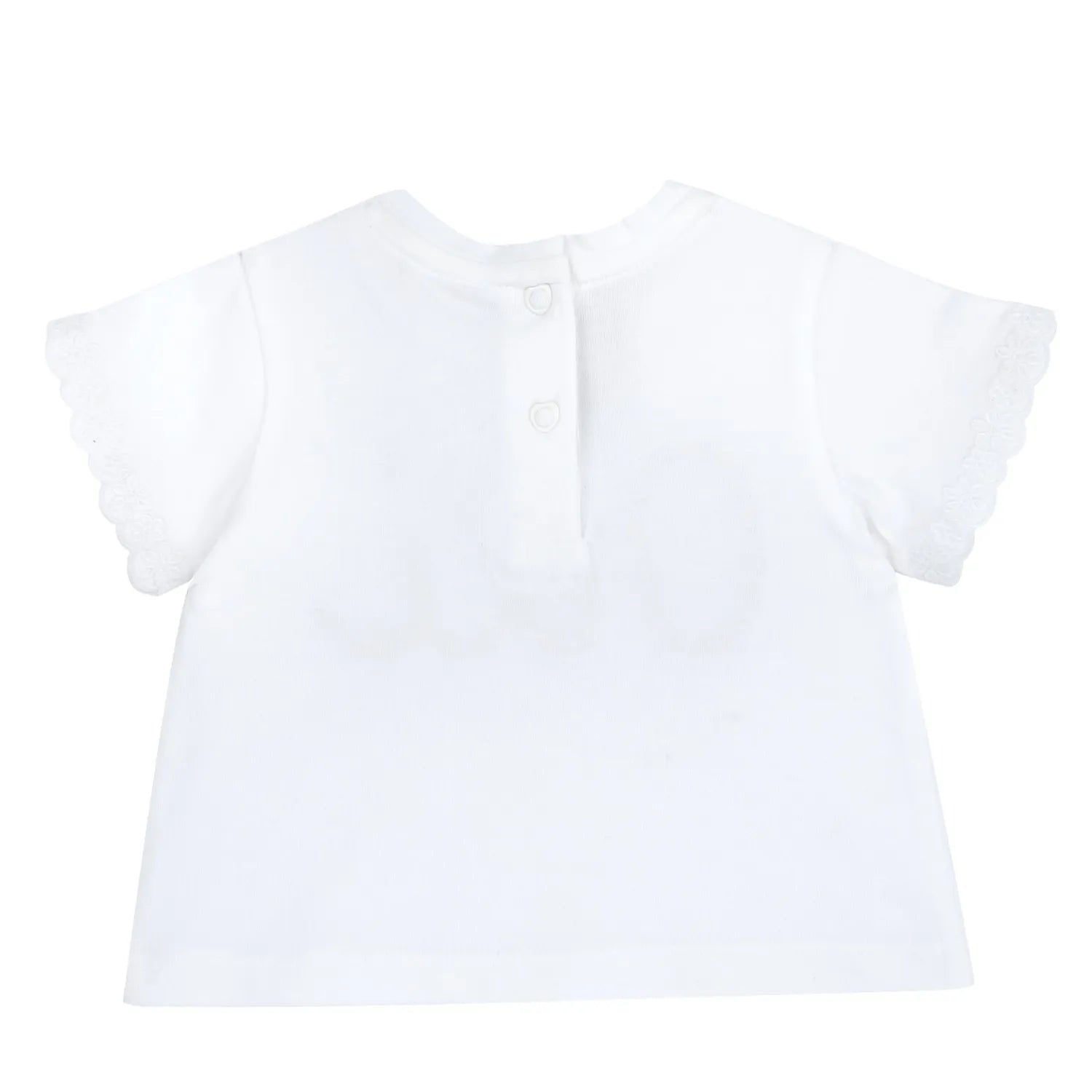 Girls White and Blue Embellished T-shirt