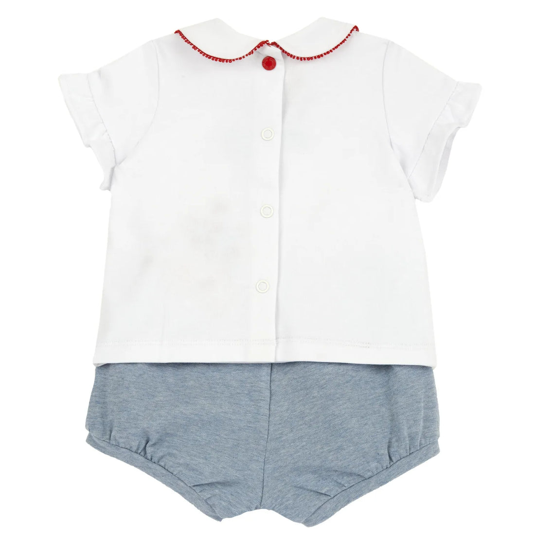 Girls White and Blue Embroidered T-Shirt with Shorts