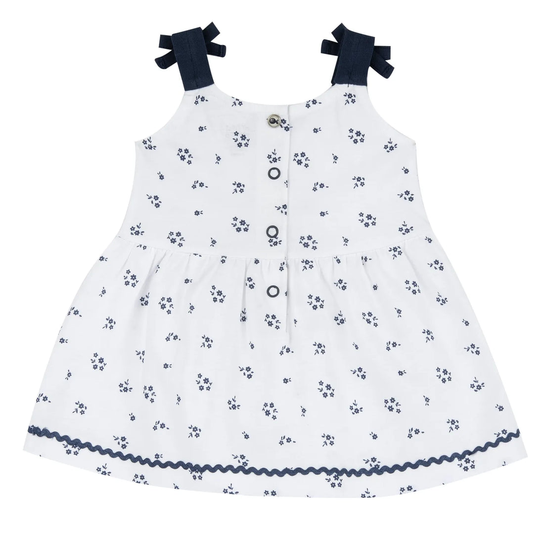 Girls White and Blue Floral Printed Dress