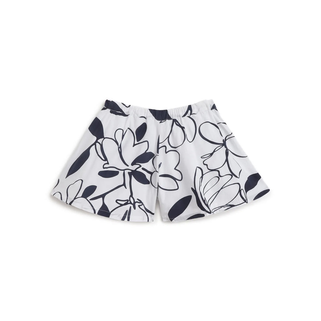 Girls White &amp; Blue Floral Printed Shorts