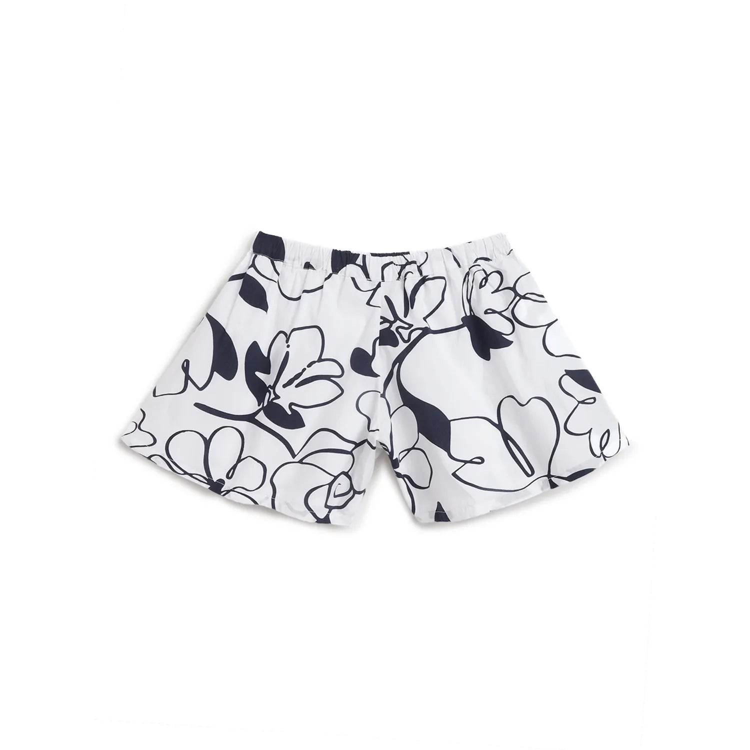Girls White &amp; Blue Floral Printed Shorts