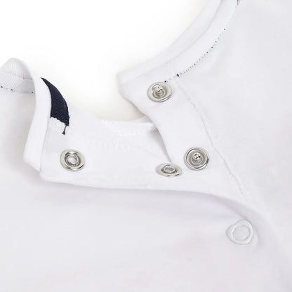 Girls White &amp; Blue Printed Dress