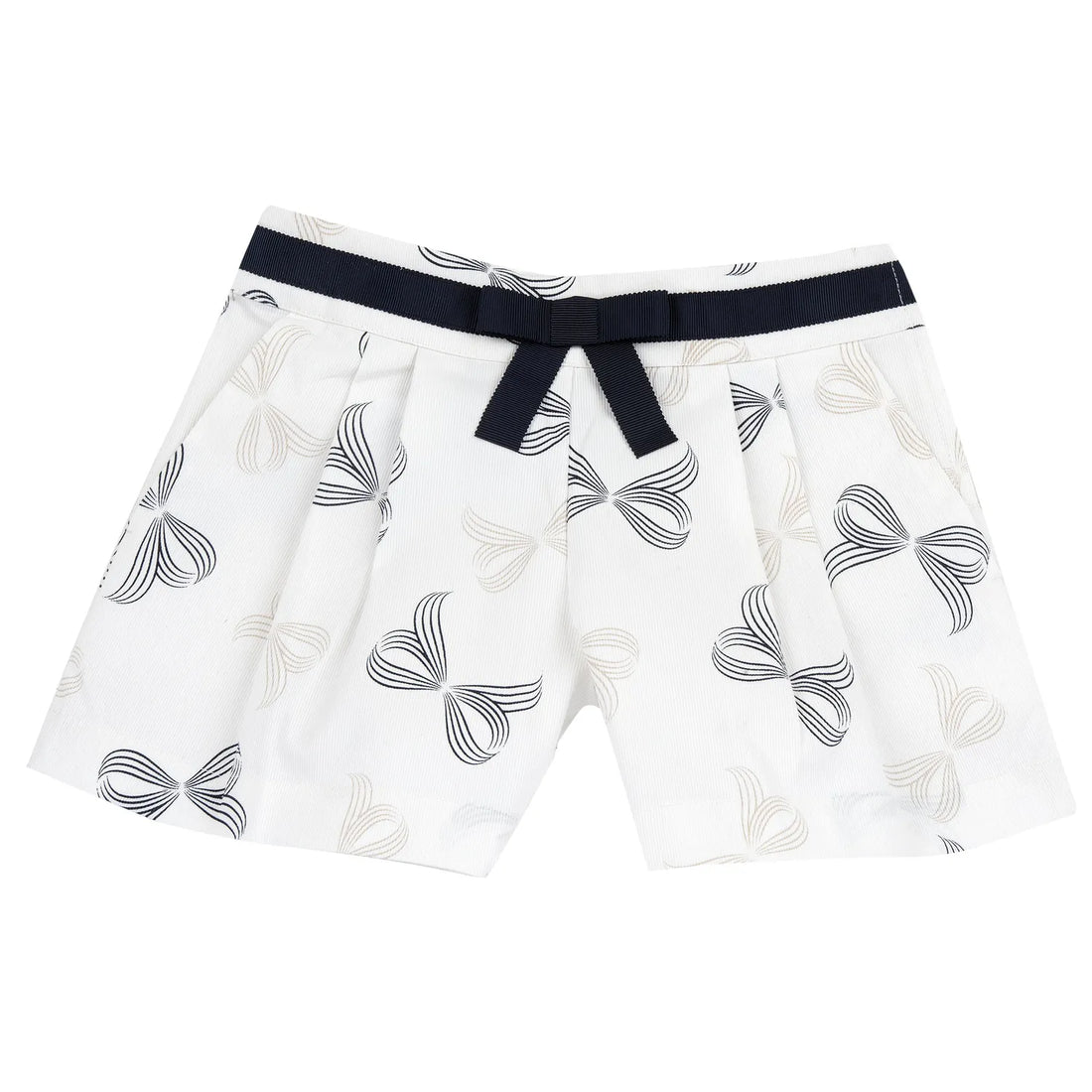 Girls White and Blue Printed Shorts