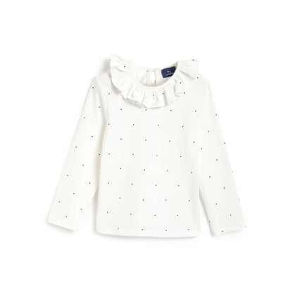 Girls White and Blue Printed T-Shirt