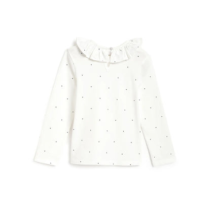 Girls White and Blue Printed T-Shirt