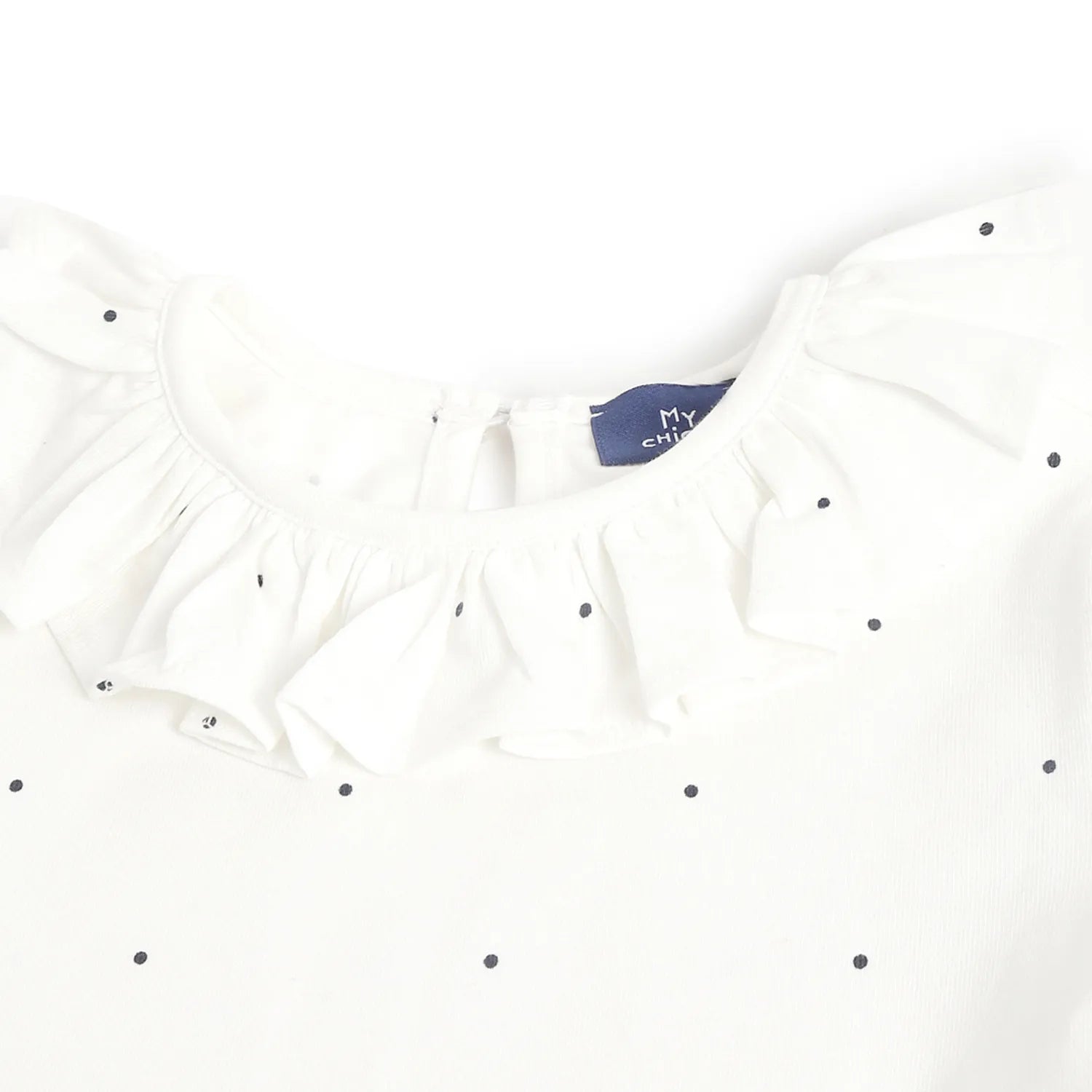 Girls White and Blue Printed T-Shirt