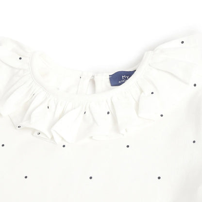 Girls White and Blue Printed T-Shirt