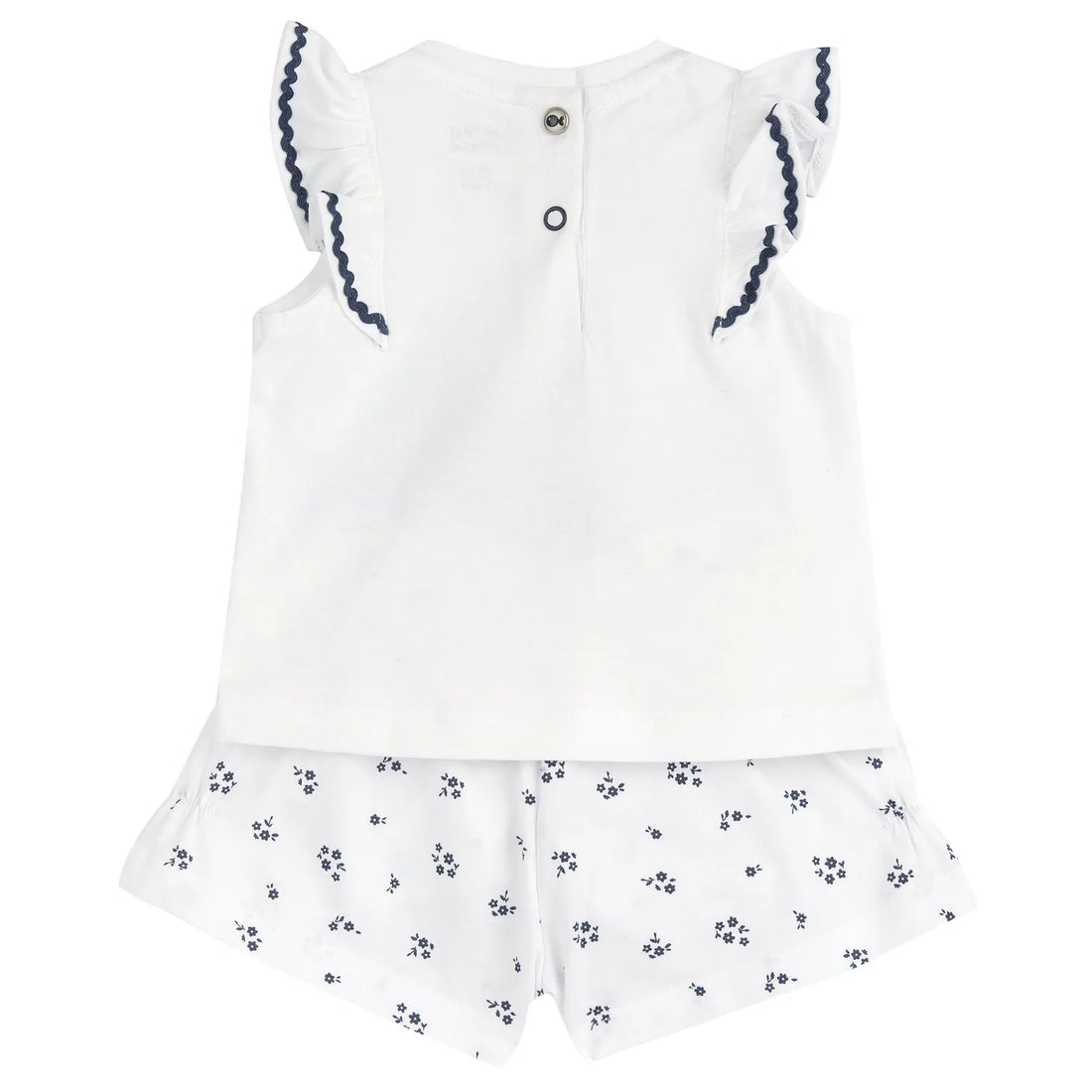 Girls White and Blue Printed Top with Shorts